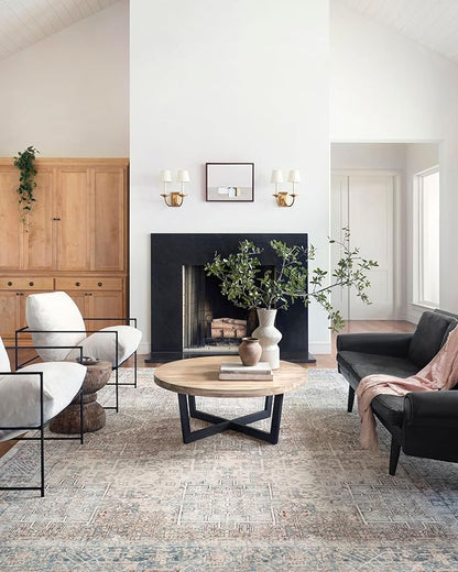 Loloi Chris Loves Julia Jules Collection JUL-07 Natural/Ocean 3'-6'' x 5'-6'', .13" Pile Height, Accent Rug