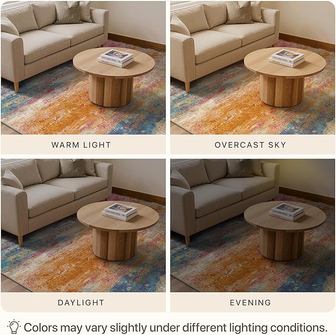 5x7 Area Rugs Washable Pink Rug for Living Room Nursery, Modern Abstract Large Rug Non Slip, Water Repellent Low Pile Soft Carpet for Bedroom, Dining Room, Home Office, Colorful Pink