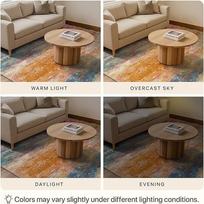 5x7 Area Rugs Washable Pink Rug for Living Room Nursery, Modern Abstract Large Rug Non Slip, Water Repellent Low Pile Soft Carpet for Bedroom, Dining Room, Home Office, Colorful Pink