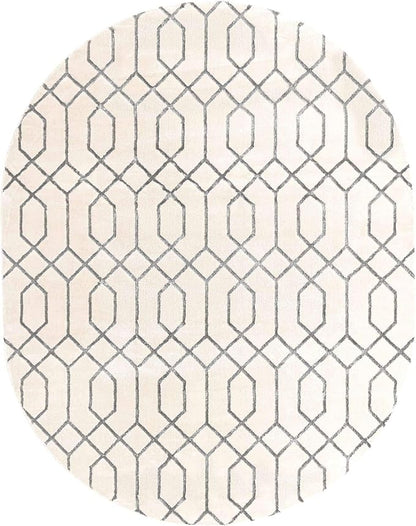 Unique Loom Marilyn Monroe Glam Collection Area Rug - Trellis (7' 10' x 10' Oval, White Silver/ Silver)