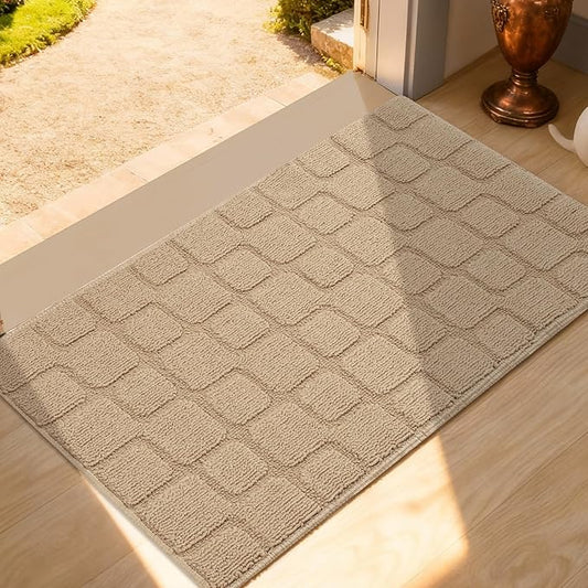 Front Door Mat Outside Entrance, Outdoor Indoor Door Mats for Entryway, Entrance, Entry, Patio, Waterproof Non Slip Doormat, Low-Profile, 20" × 31.5“, Brown