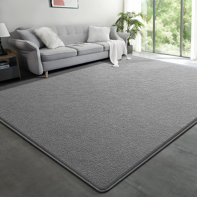 Large Modern Area Rugs for Living Room Bedroom, 5x8 Feet Grey Ultra Soft Solid Thickened Memory Foam Indoor Minimalist Carpets, Non-Slip Comfy Rugs for Boys Girls Nursery Kids Room Home Décor
