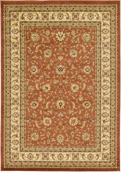 Unique Loom Voyage Collection Traditional Oriental Classic Intricate Design Area Rug (7' 0 x 10' 0 Rectangular, Terracotta/Ivory)