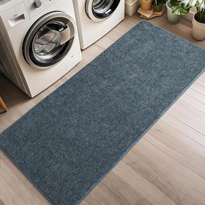 HQAYW 2x6 Soft Runner Rug for Hallways, Thickened Memory Foam Small Throw Bedside Rugs for Bedroom Living Room, Low Pile Washable Non Slip Carpet for Teens Kids Nursery Dorm Decor, Navy Blue