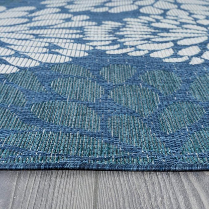 Beverly Rug Outdoor Rug 5x7 Modern Exotic Tropical Leaf Area Rugs for Indoor and Outdoor Patio Deck Porch Garden Water Resistant Washable Outside Carpet (5 x 7 Blue)