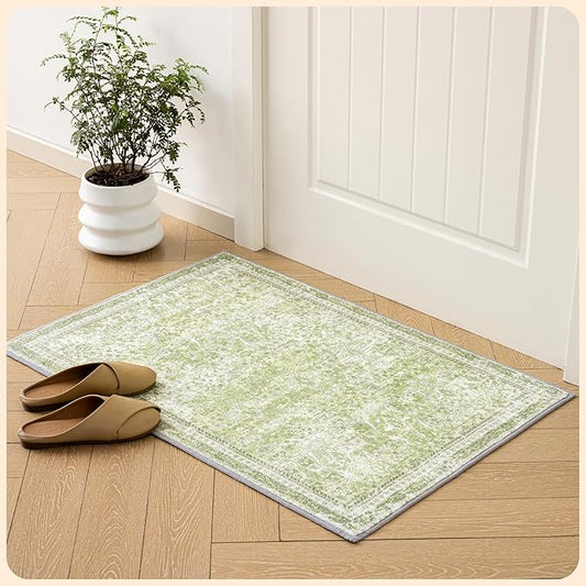 Istana 2x3 Area Rug - Light Green Boho Rugs for Living Room 2x3 - Foldable Small Rugs for Bedroom - Stain Resistant Washable Rug Non Slip - Eco-Friendly Area Rugs Indoor
