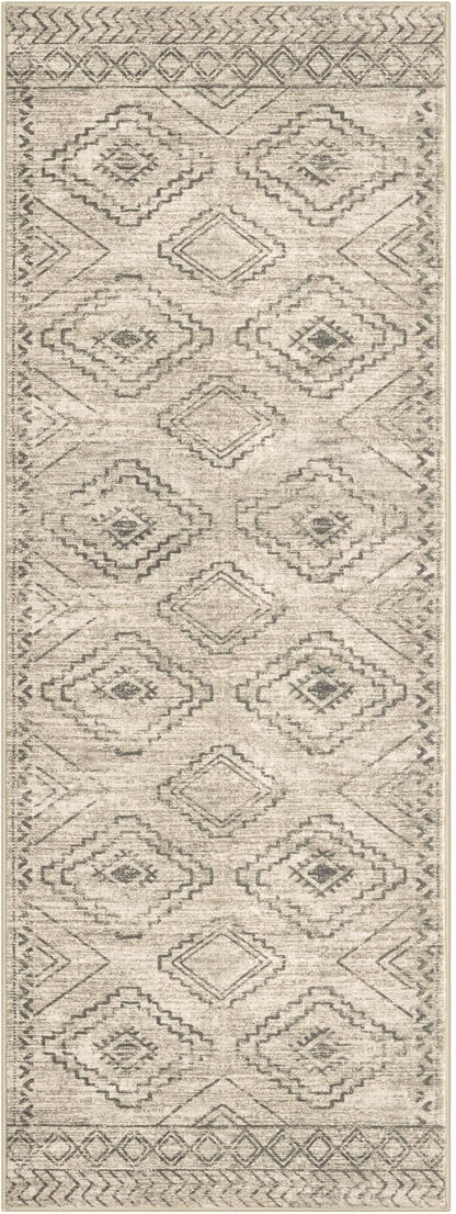 KILOCOCO Hallway Runner Rug 3'x8' Runners for Hallways Washable Runner Rug Non Slip Rubber Backed Low-Pile Runners for Bedroom Kitchen Living Room Laundry Room Boho Rugs, Beige/Gray/Green