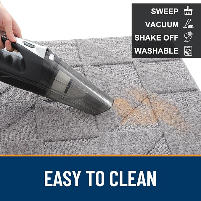 OLANLY Door Mats Indoor, Non-Slip, Absorbent, Dirt Resist, Entrance Washable Mat, Low-Profile Inside Entry Doormat for Entryway (59x20 inches, Grey)