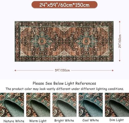 Moynesa Ultra-Thin Washable Runner Rug - 2x5 Laundry Room Rug Low Pile Hallway Rug Runner, Non Slip Non Shedding Pet Friendly Indoor Floor Carpet Runner for Bathroom Kitchen Living Room Bedside