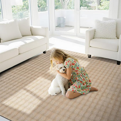 CAMILSON Modern Beige Non Slip Rug 5x7 Ultra Soft High Pile Area Rugs Non Skid Rubber Backing Durable & Easy to Clean Carpet for Living Room Bedroom Kids Room Indoor Use (5 x 7 Beige)