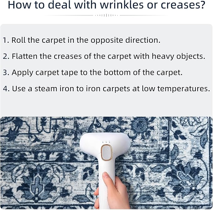 YJ.GWL Area Rugs for Living Room 6x9 Machine Washable Rugs, Non Slip Floral Vintage Rug Indoor Carpet, Stain Resistant Large Rug for Bedroom Dining Room, Navy Blue