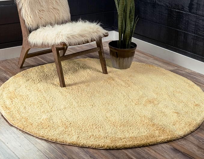 Unique Loom Solo Collection Area Rug - Calabasas (7' 10" Round, Yellow)