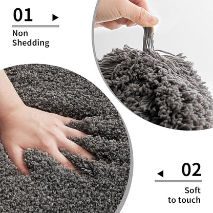 Bathroom Runner Rug 24x70 Dark Grey Non Slip Fluffy Long Bath Mat for Bathroom Floor Washable Plush Luxury Bath Rug for Tub Absorbent Shower Sink Mat Bedside Rug