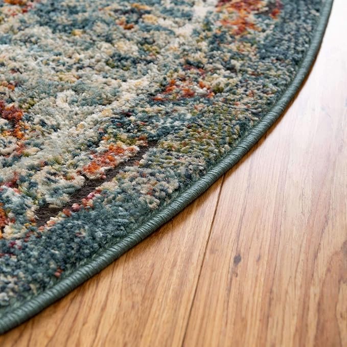 Unique Loom Isabella Collection Area Rug - Rossellini (7' 10" Round, Blue/ Beige)