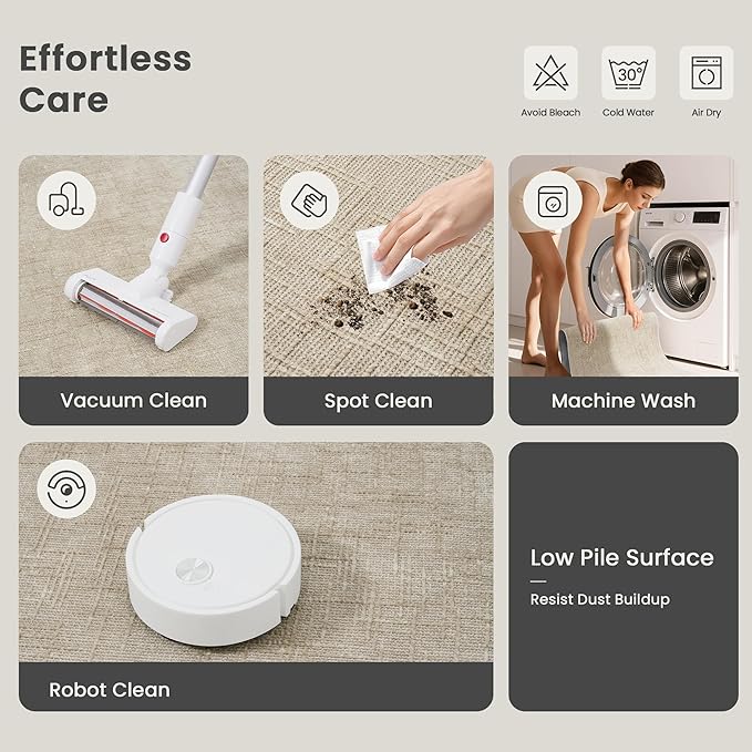 Valenrug Washable Rugs 5x7 - Stain Resistant 5x7 Area Rugs for Living Room, Non Slip High-Low Pile Textured Area Rugs for Bedroom, Folable Machine Washable Area Rug (5'x7', Beige) ﻿
