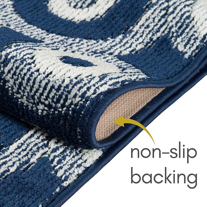 Custom Size Long Blue Hallway Runner Rug | Cut to Length 2'3" x 17' (Runner) | Non-Slip & Machine Washable | REMNAZ