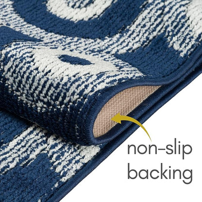 28 ft Extra Long Blue Hallway Runner Rug | Non-Slip & Machine Washable | Custom Cut to Size 2'3" x 28' (Runner) | REMNAZ