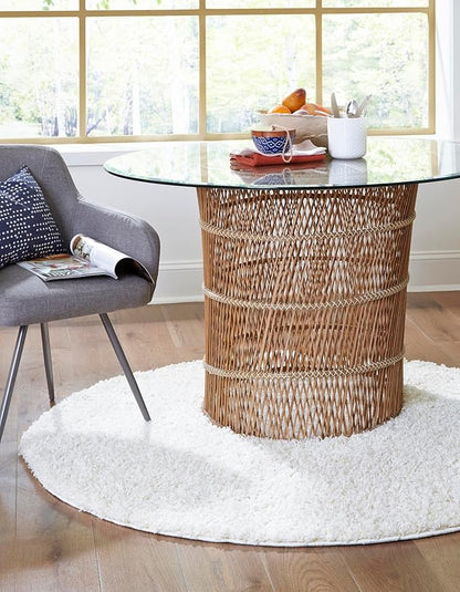 Unique Loom Solid Shag Collection Area Rug (3' 3" Round, Snow White)