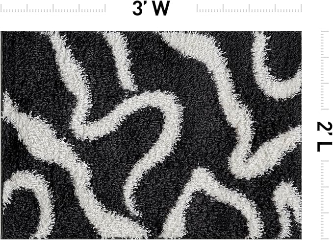 Rugshop Abstract Wavy Shag Area Rug Anthracite Dark Gray 2' x 3' Ideal for Entryways, Kitchens, or Small Spaces
