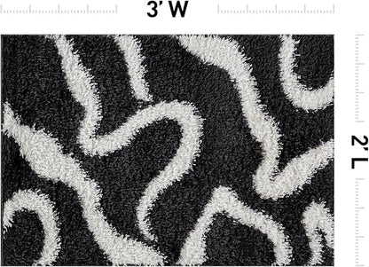 Rugshop Abstract Wavy Shag Area Rug Anthracite Dark Gray 2' x 3' Ideal for Entryways, Kitchens, or Small Spaces