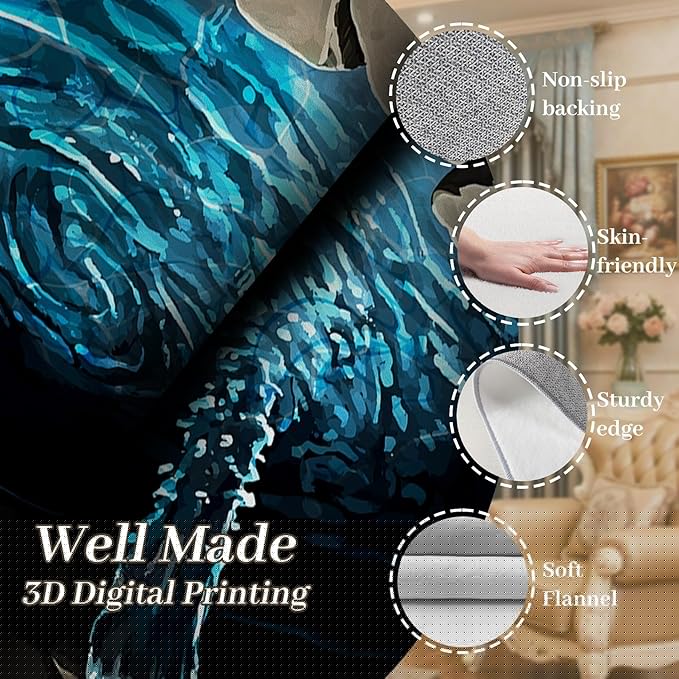 3D Well Waterfall Bedroom Carpet, 4x6ft, Visual Illusion Deep Hole Entrance Rug, Huge Stone Cracks Non-Slip Rugs, Cozy Breathable with Non Slip Backing Mat for Indoor Bedside