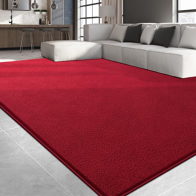 Large Area Rugs for Living Room Bedroom, 4x6 Feet Burgundy Red Rug, Minimalist Modern Shag Rug, Soft Thick Memory Foam Indoor Carpet, Non-Slip Washable Rug for Boys Girls Dorm Nursery Room Home Decor