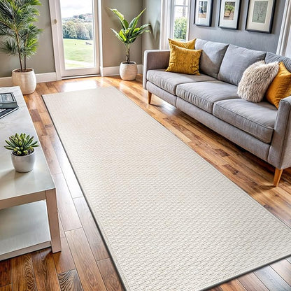 Easy Jute Rugs 2x7 White Color Living Room Indoor Outdoor Runner Rug for Farmhouse Patio and Kitchen Rug High Traffic Washable Easy to Clean Solid Boho Woven Design Outside Carpet (2 x 7)