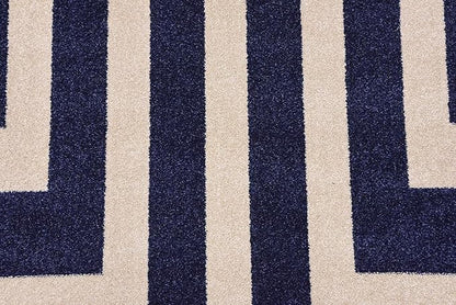 Unique Loom Athens Collection Classic Geometric Modern Border Design Area Rug (8' 0 x 8' 0 Square, Navy Blue/ Beige)