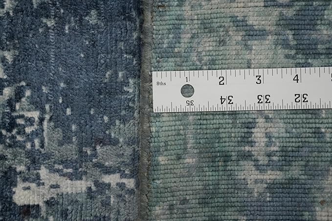 Rug Source Modern Collection, 5x8 Rug, Hand Knotted Navy Blue & Blues All-Over Rug, Oriental Viscose Silk Carpet for Foyer, Entryway and Hallway