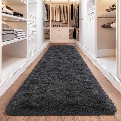 Fluffy Area Rugs for Living Room, Soft Shaggy Carpets for Living Room, Upgrade Anti-Slip Fuzzy Rugs for Kids' Room, Perfect Decor for Modern Home Charcoal 2x6 Feet