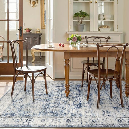 Lahome Washable Rugs 5x7 Area Rugs,Blue Rug for Bedroom Soft Rug for Bedroom Aesthetic Boys,Retro Distressed Non Slip Throw Carpet Dining Room Rugs for Under Table