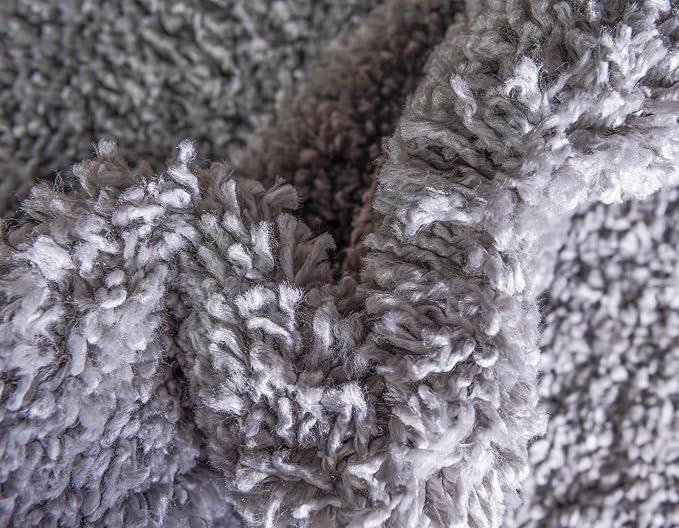 Unique Loom Davos Shag Collection Area Rug - Solid (3' 3" Square, Sterling)