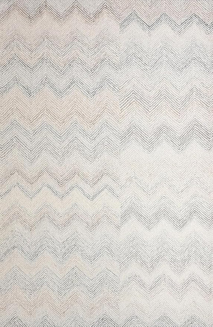 Modern Herringbone Chevron Collection Handcrafted Wool Area Rug - Durable, Zigzag Pattern, for High Traffic, Contemporary Design for Living Room, Bedroom, Dining Room Decor (Ivory-Multi, 7' x 9')