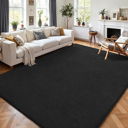 AROGAN Modern Shag Area Rug for Living Room, 6x9 Feet Washable Rugs for Bedroom, Indoor Floor Carpet, Plush Memory Foam Bedside Rugs for Kids Girls Teens Low Pile Decor, Dark Grey