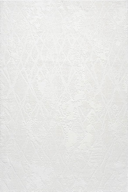 Adel Modern Area Rug for Living Room, 6x9 Rustic Distressed Abstract Cream Neutral Rug, Medium Pile Stain Resistant Carpet for Bedroom, Dining Room or Kitchen (6' x 9', Cream)
