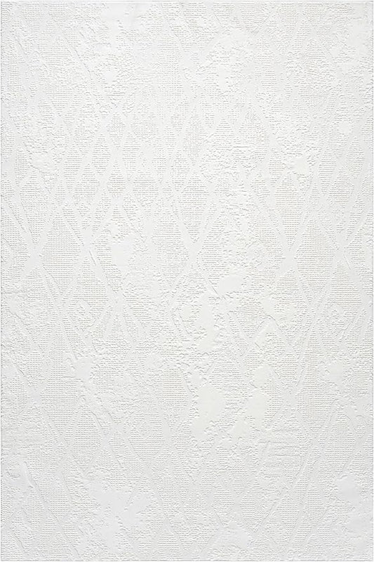 Adel Modern Area Rug for Living Room, 6x9 Rustic Distressed Abstract Cream Neutral Rug, Medium Pile Stain Resistant Carpet for Bedroom, Dining Room or Kitchen (6' x 9', Cream)