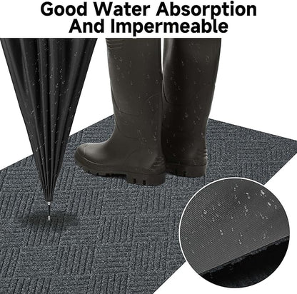 jxgzyy Commercial Front Door Mat 3'11" x 2'8", Non-Slip Indoor Outdoor Doormat, Heavy Duty Runner Rug for Entrance, Porch, Patio, Garage, High Traffic Area, Dark Grey