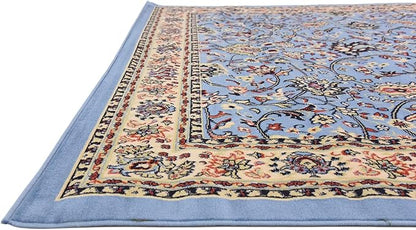 Unique Loom Sialk Hill Collection Area Rug - Washington (8' Square Light Blue/Navy Blue)