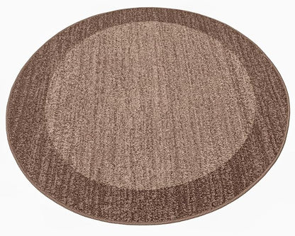 Rugs.com Angelica Collection Rug – 4 Ft Round Light Brown Medium-Pile Rug Perfect for Kitchens, Dining Rooms
