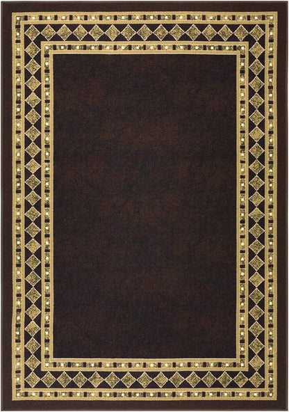 Antep Rugs Alfombras Modern Bordered 4x6 Non-Skid (Non-Slip) Low Profile Pile Rubber Backing Indoor Area Rugs (Brown Beige, 4' x 5'8")