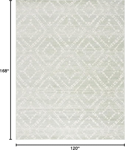 SAFAVIEH Adirondack Collection Area Rug - 10' x 14', Ivory & Green, Modern Diamond Distressed Design, Ideal for High Traffic Areas in Living Room, Bedroom, Dining (ADR131Y-10)