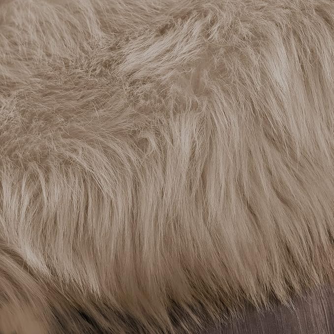 Latepis Small Area 2x4 Rug Brown Beige Faux Fur Rug Fluffy Sheepskin Shaggy Rugs for Bedroom Washable Shag Rugs for Living Room Dorm Cushion Home Décor