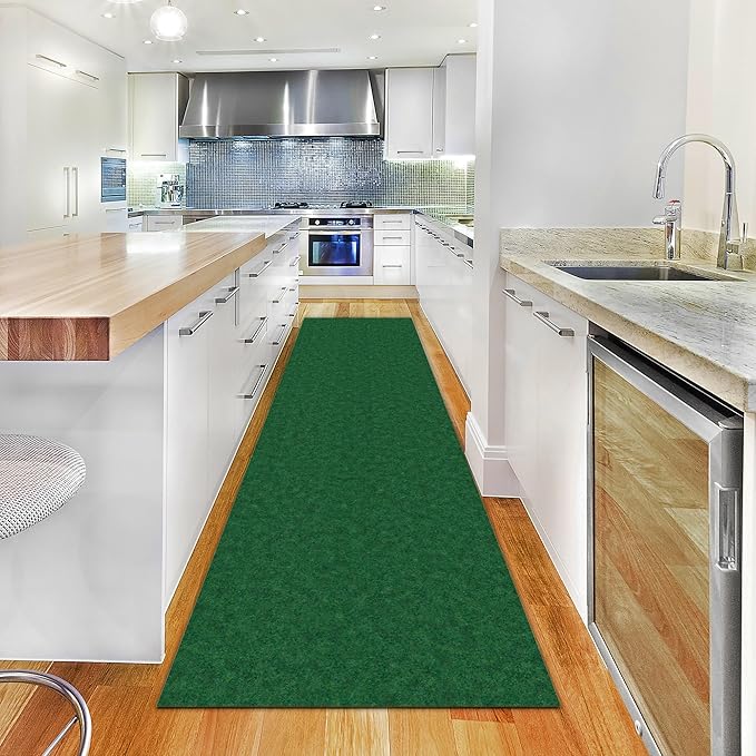 Ottomanson 2'7" x 53' Hallway Runner with Scraper Pile - Extra Durable Non-Slip Rug Mat for Indoor & Outdoor Use - Ideal for Kitchen, Entryway & Garage - High-Traffic Carpet, Green
