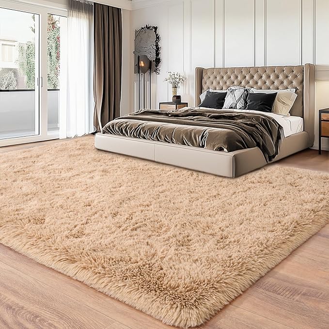 Area Rugs for Living Room, Soft Shaggy Carpets for Living Room, Fuzzy Rugs for Kids' Room, Perfect Decor for Modern Home Camel 5x7 Feet