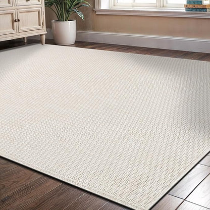 Easy Jute Rugs 4x6 White Color Living Room Indoor Outdoor Area Rug for Farmhouse Patio and Kitchen Rug High Traffic Washable Easy to Clean Solid Boho Woven Design Outside Carpet (4 x 6)