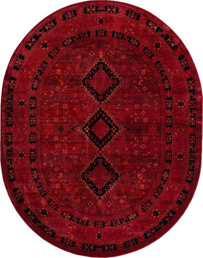 Unique Loom Tekke Collection Area Rug - Sheibani (7' 11" x 10' Oval, Red/ Black)