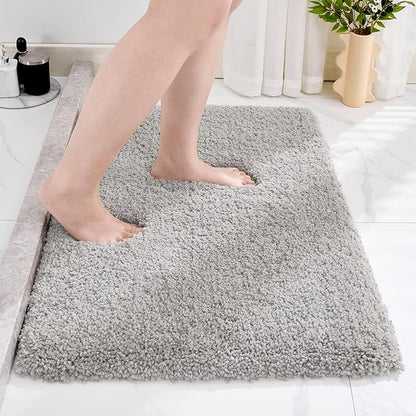 Gray Bathroom Rug 24x36 Non Slip Fluffy Bath Mat for Bathroom Floor Washable Plush Luxury Bath Rug for Tub Soft Shaggy Absorbent Shower Sink Mat