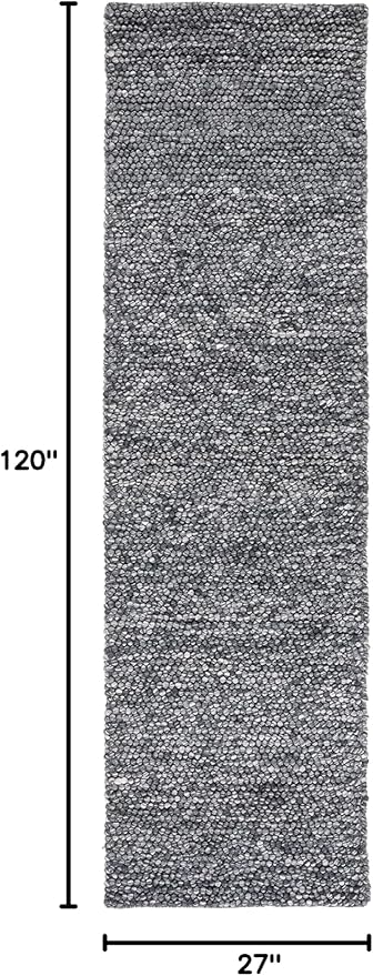 SAFAVIEH Natura Collection Runner Rug - 2'3" x 10', Dark Grey, Handmade Wool Blend, Textured Design, Ideal for Hallway, Bedroom, Foyer (NAT620H)