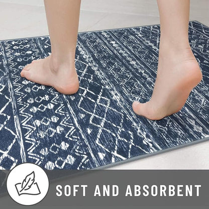KUTA Area Rug 5x7 Navy Blue, Washable Boho Large Living Room Moroccan Rugs Non-Slip, Ultra Soft Geometric Traditional Farmhouse Carpet for Dining Room Bedroom Dorm Office Home Décor