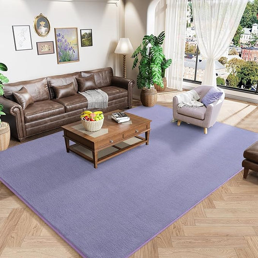 Amearea Large Modern Area Rugs for Bedroom Living Room, 5x8 Feet Purple Thickened Memory Foam Rug, Fluffy Indoor Washable Rugs Non Slip Minimalist Carpet for Boys Girls Dorm Nursery Room Decor
